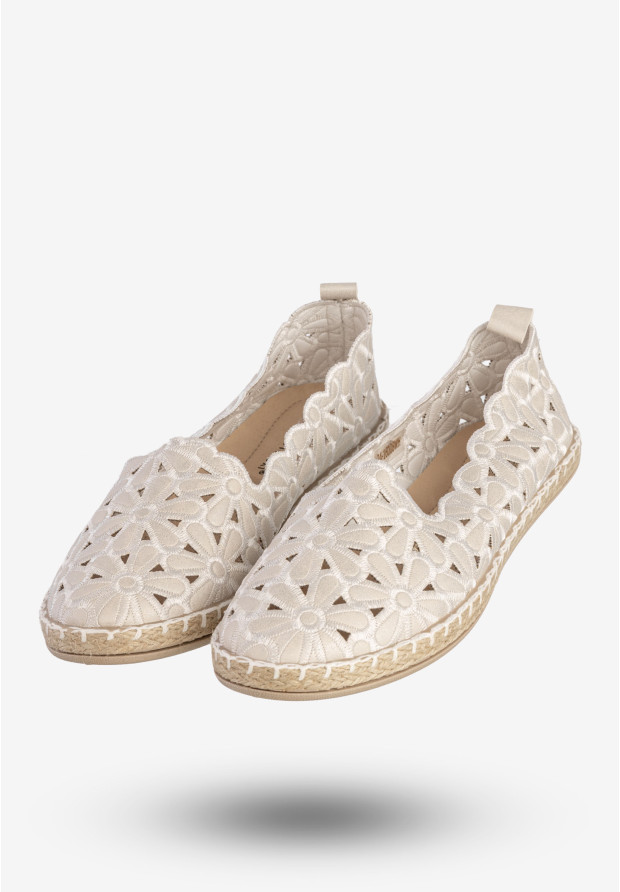 Baleriny Damskie Espadryle Eleganckie Buty Białe Potocki 24-16008WH
