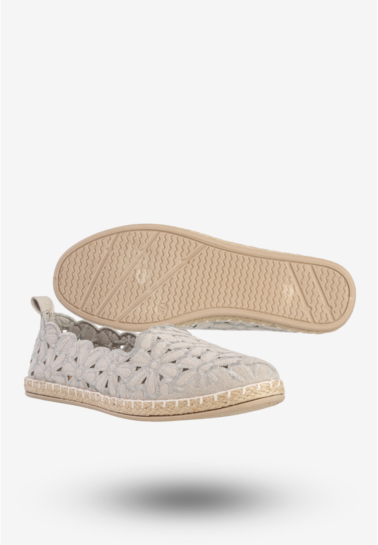 Baleriny Damskie Espadryle Eleganckie Buty Szare Potocki 24-16008GR