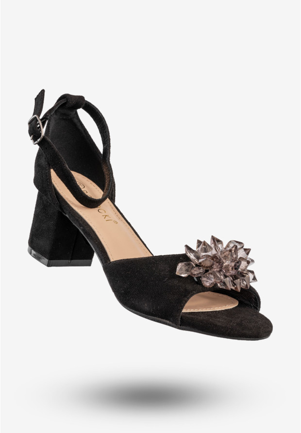 Sandały Damskie Eleganckie Buty Na Obcasie Czarne Potocki 23-20019BK