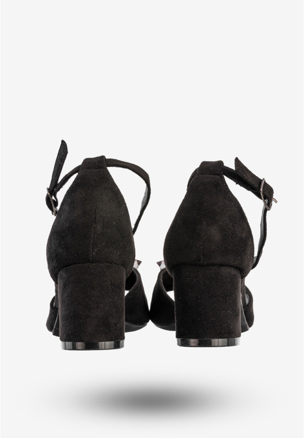 Sandały Damskie Eleganckie Buty Na Obcasie Czarne Potocki 23-20019BK