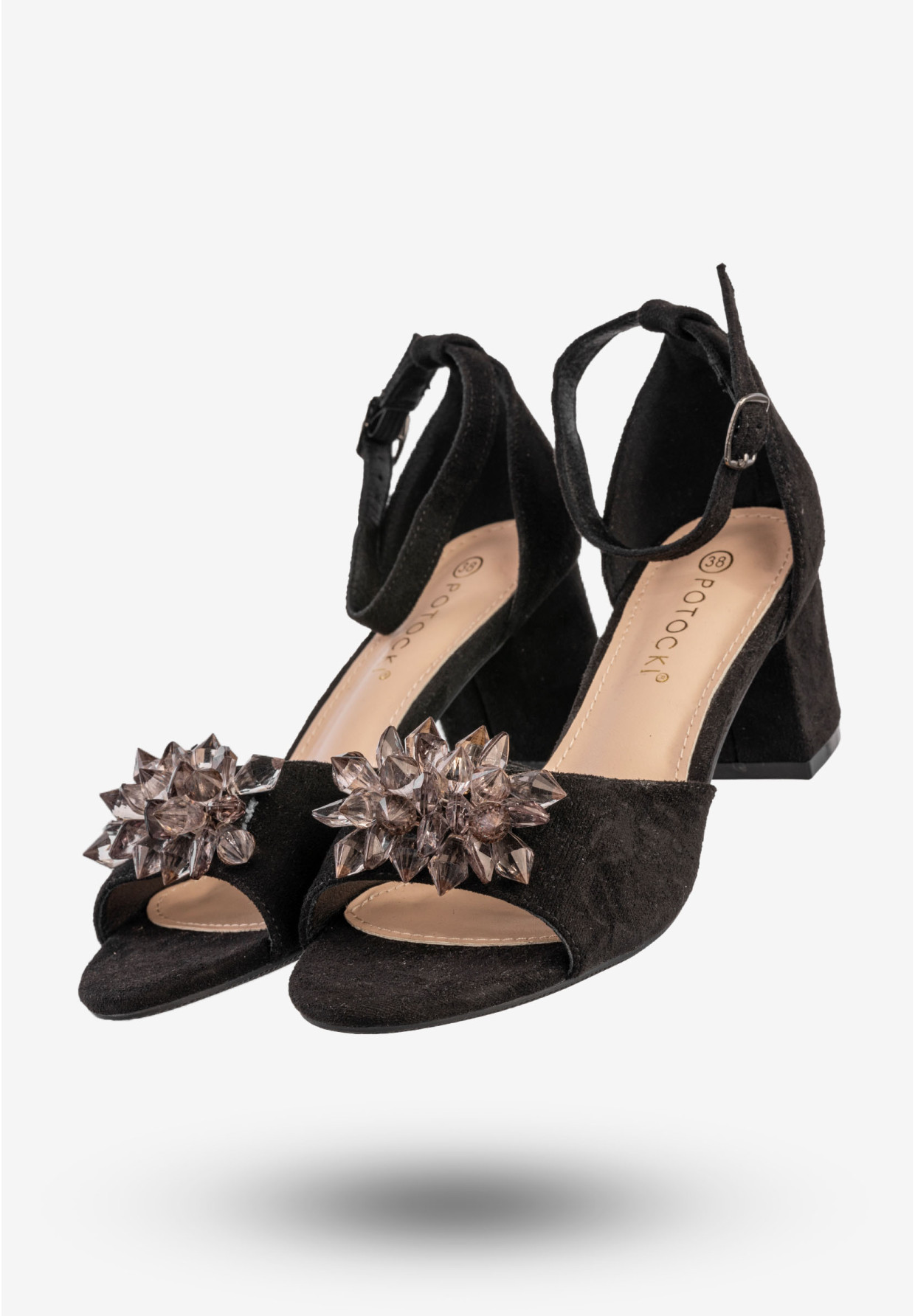Sandały Damskie Eleganckie Buty Na Obcasie Czarne Potocki 23-20019BK