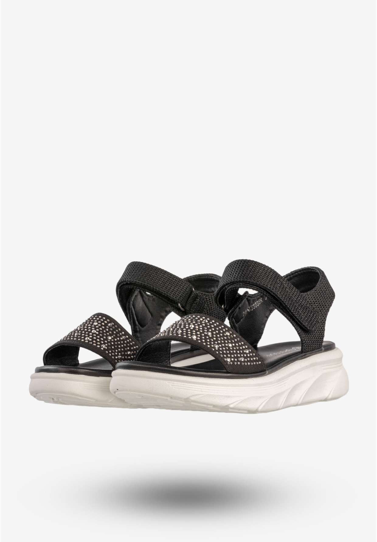 Sandały Damskie Na Platformie Na Rzepy Buty Czarne Potocki 24-03303BK