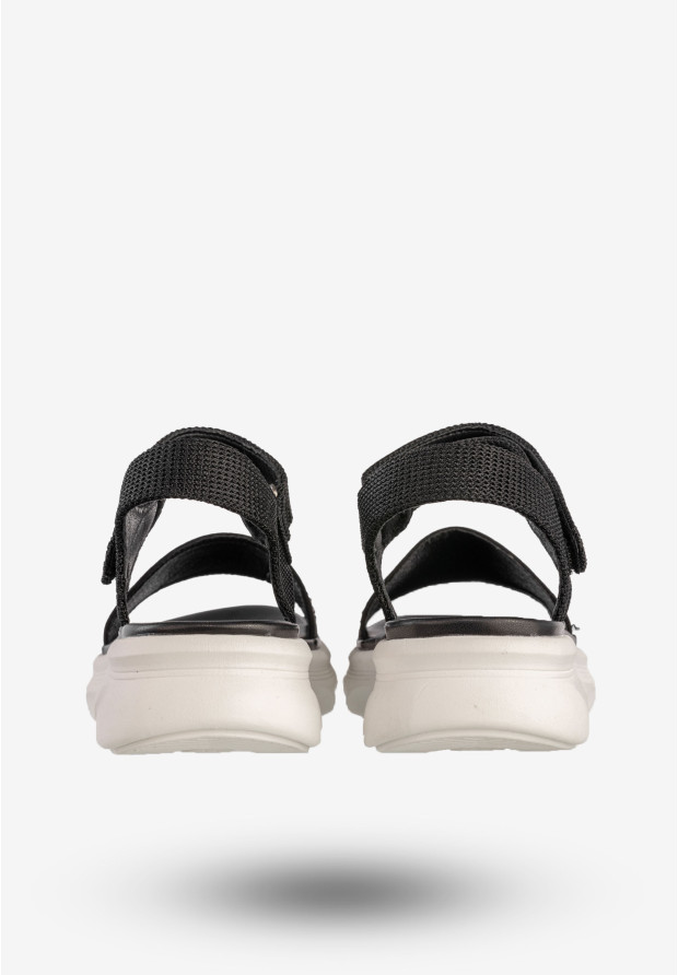 Sandały Damskie Na Platformie Na Rzepy Buty Czarne Potocki 24-03303BK