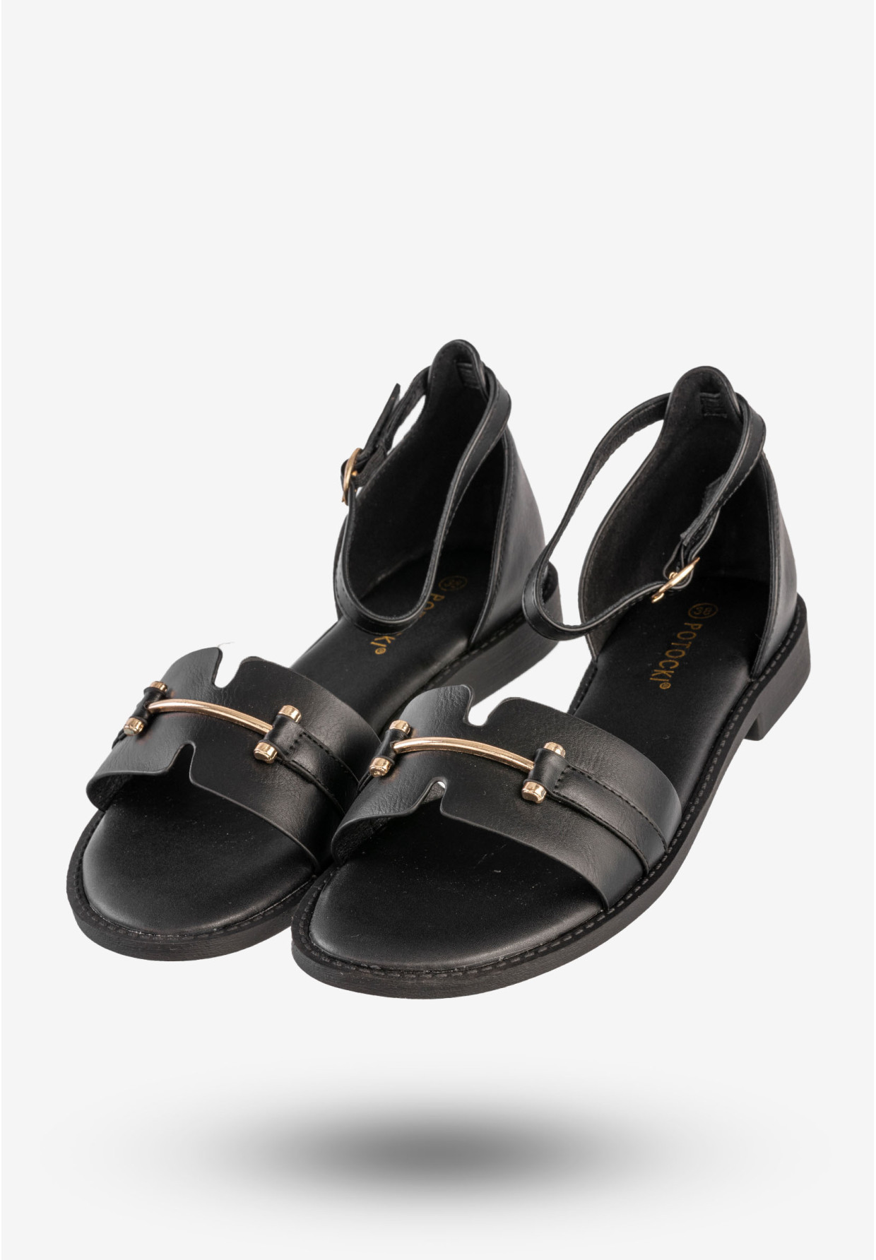 Sandały Damskie Ekoskóra Buty Stylowe Czarne Potocki 24-21322BK