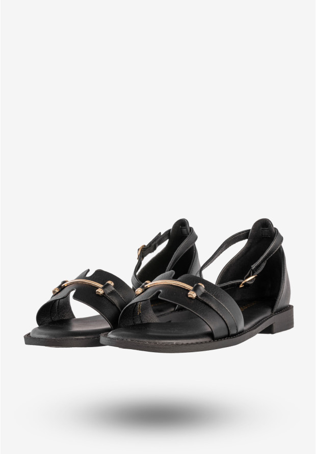 Sandały Damskie Ekoskóra Buty Stylowe Czarne Potocki 24-21322BK