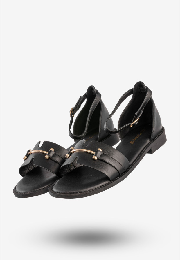 Sandały Damskie Ekoskóra Buty Stylowe Czarne Potocki 24-21322BK