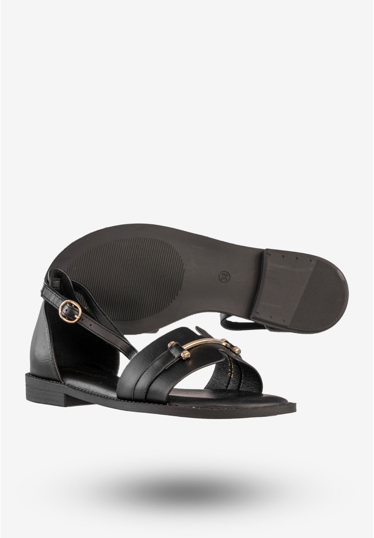 Sandały Damskie Ekoskóra Buty Stylowe Czarne Potocki 24-21322BK