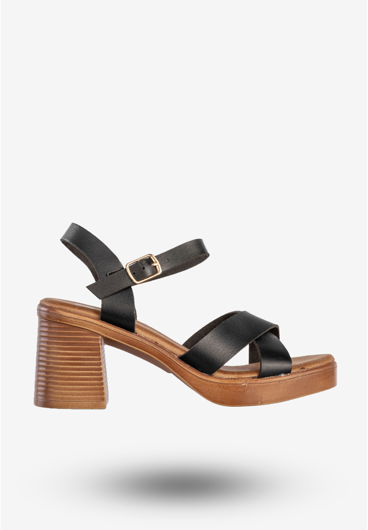 Sandały Damskie Ekoskóra Na Słupku Modne Czarne Lucky Shoes B-3