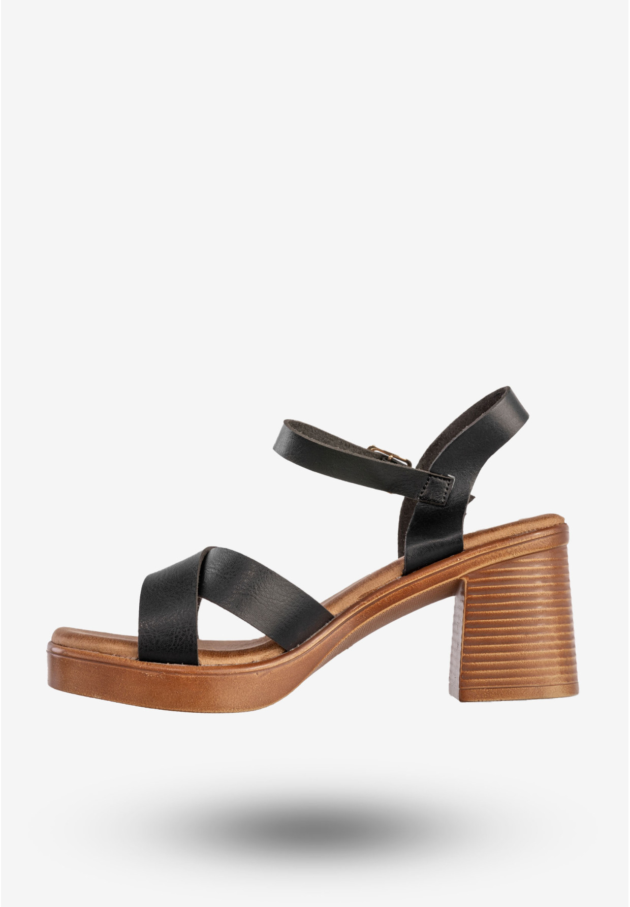 Sandały Damskie Ekoskóra Na Słupku Modne Czarne Lucky Shoes B-3