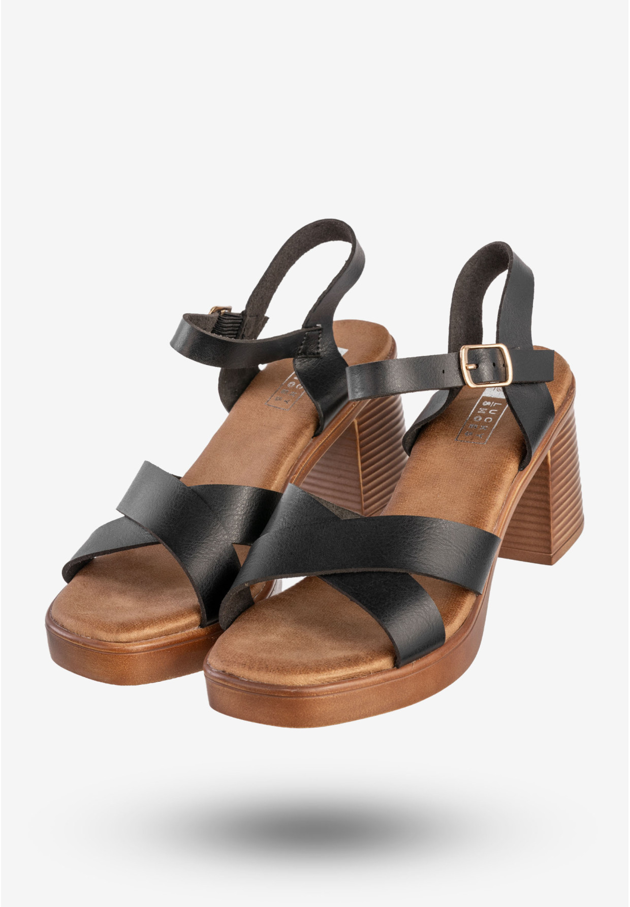 Sandały Damskie Ekoskóra Na Słupku Modne Czarne Lucky Shoes B-3