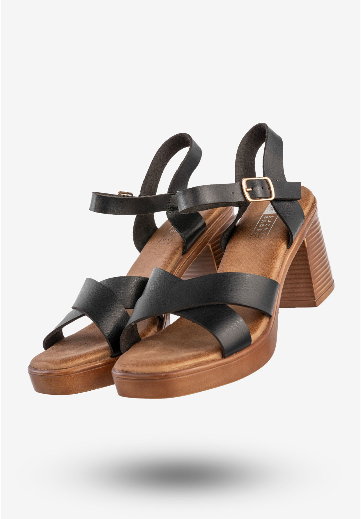 Sandały Damskie Ekoskóra Na Słupku Modne Czarne Lucky Shoes B-3