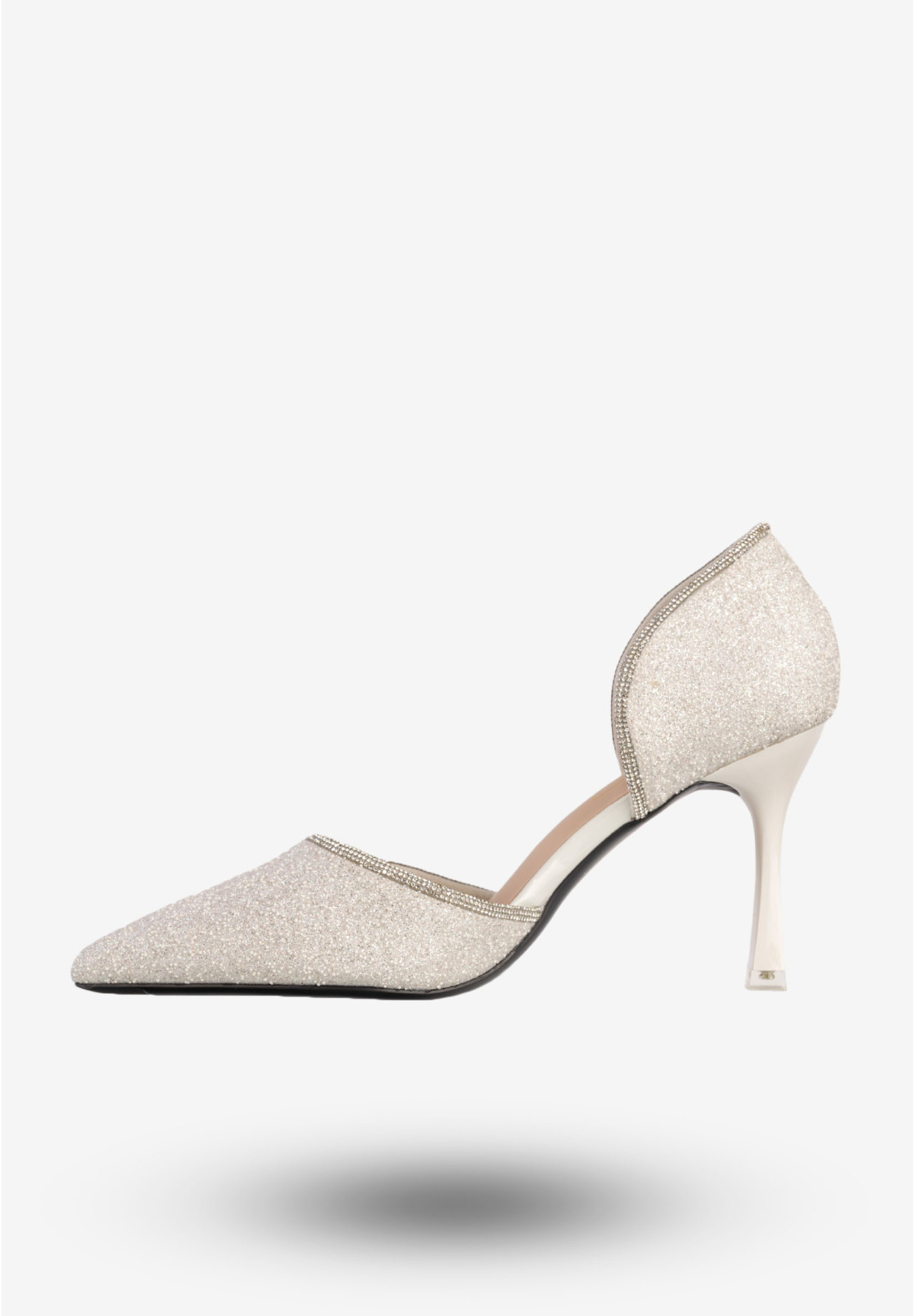 Szpilki Damskie Ekoskóra Błyszczące Buty Na Obcasie Białe Minglong Shoes 252-61B