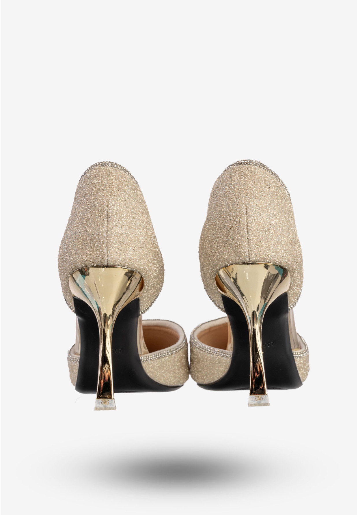 Szpilki Damskie Ekoskóra Błyszczące Buty Na Obcasie Złote Minglong Shoes 252-61J