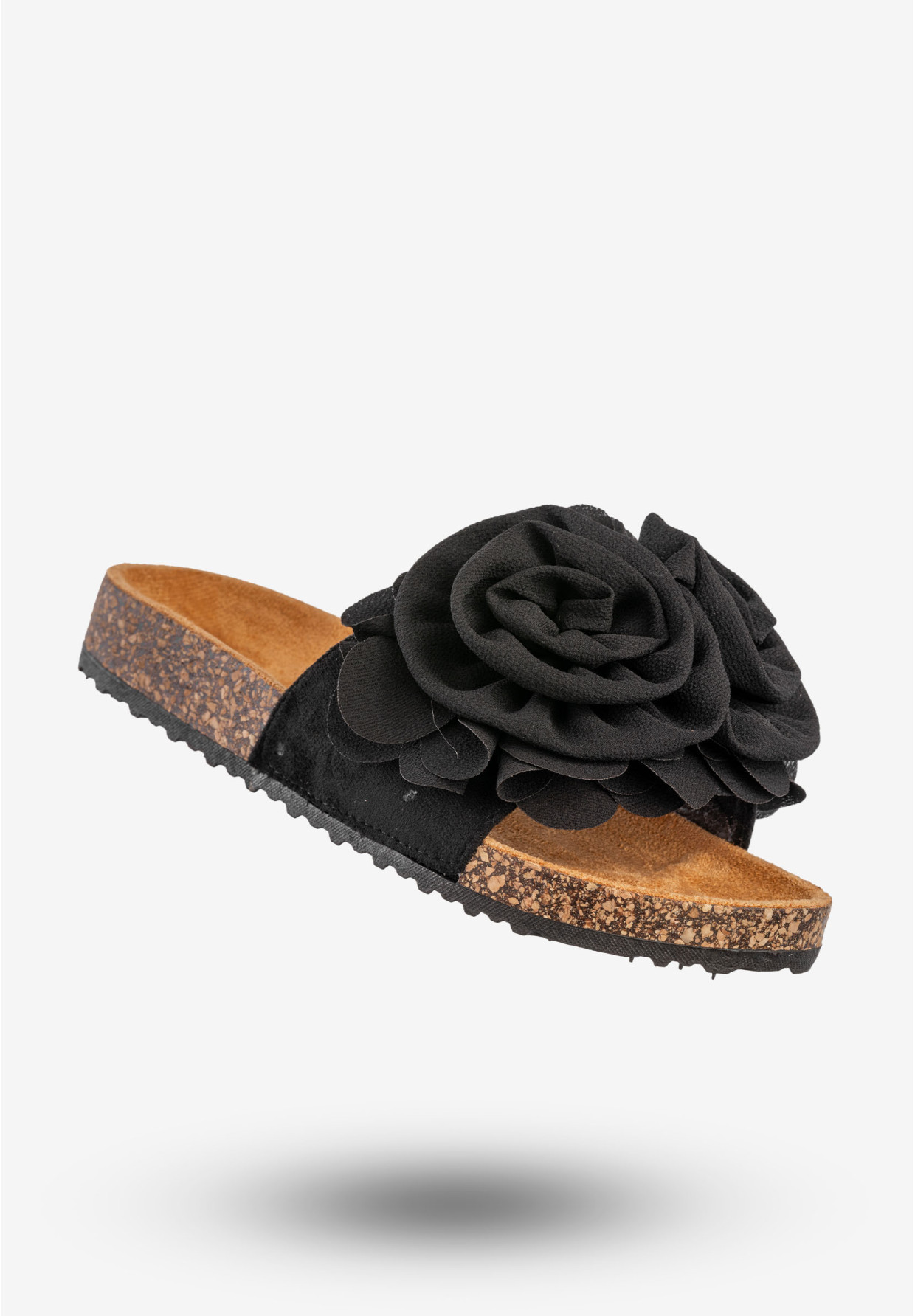 Klapki Damskie Z Kwiatem Buty Na Wiosnę Lato Czarne Ciaodea 2N15C-P1621-01