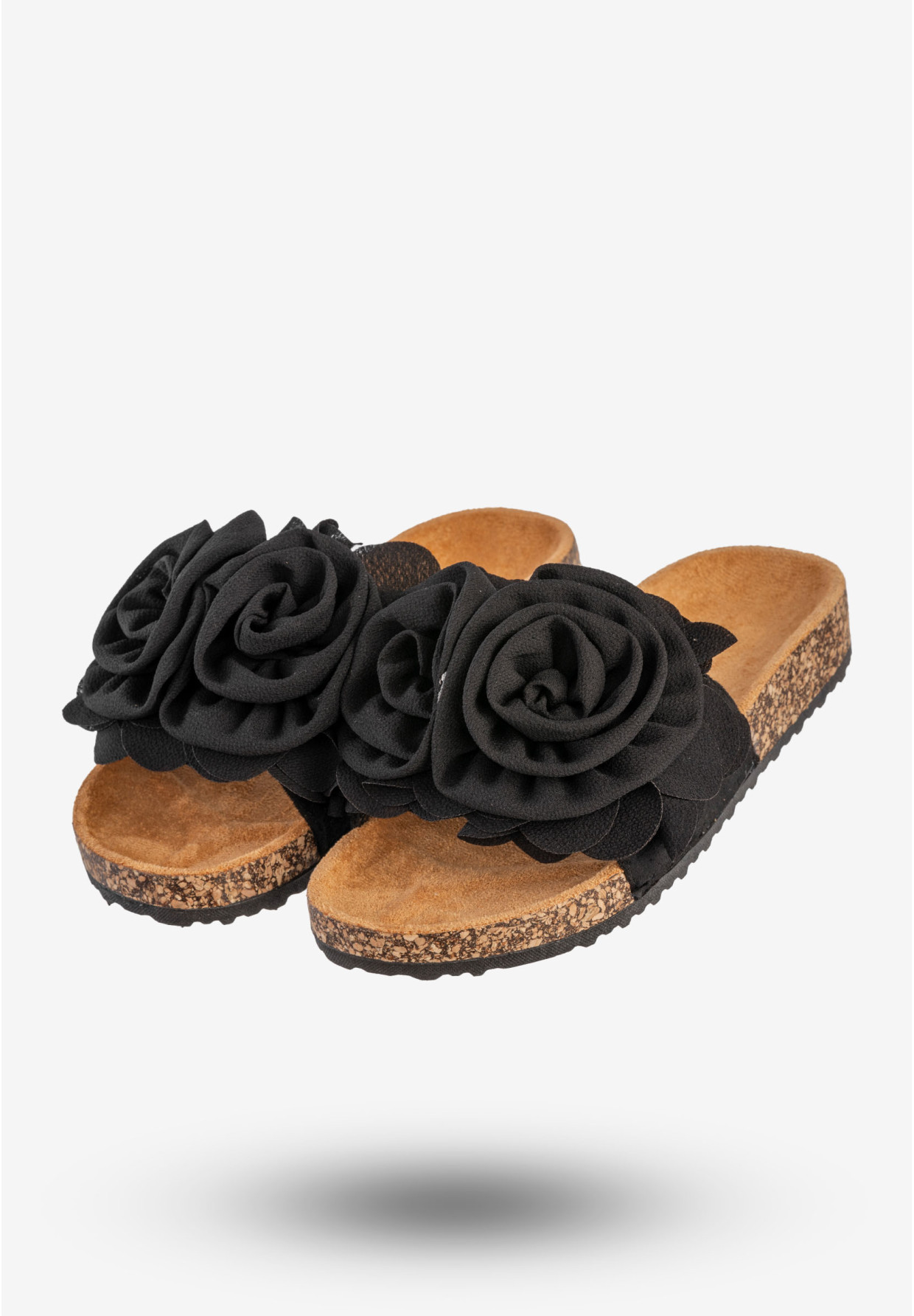 Klapki Damskie Z Kwiatem Buty Na Wiosnę Lato Czarne Ciaodea 2N15C-P1621-01