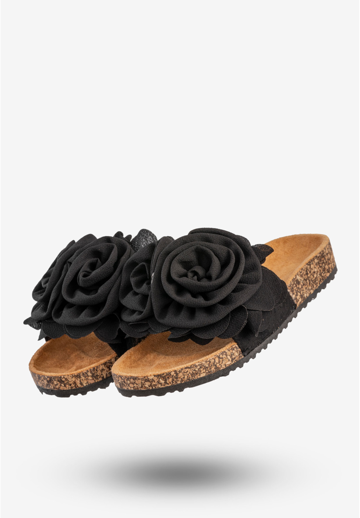 Klapki Damskie Z Kwiatem Buty Na Wiosnę Lato Czarne Ciaodea 2N15C-P1621-01