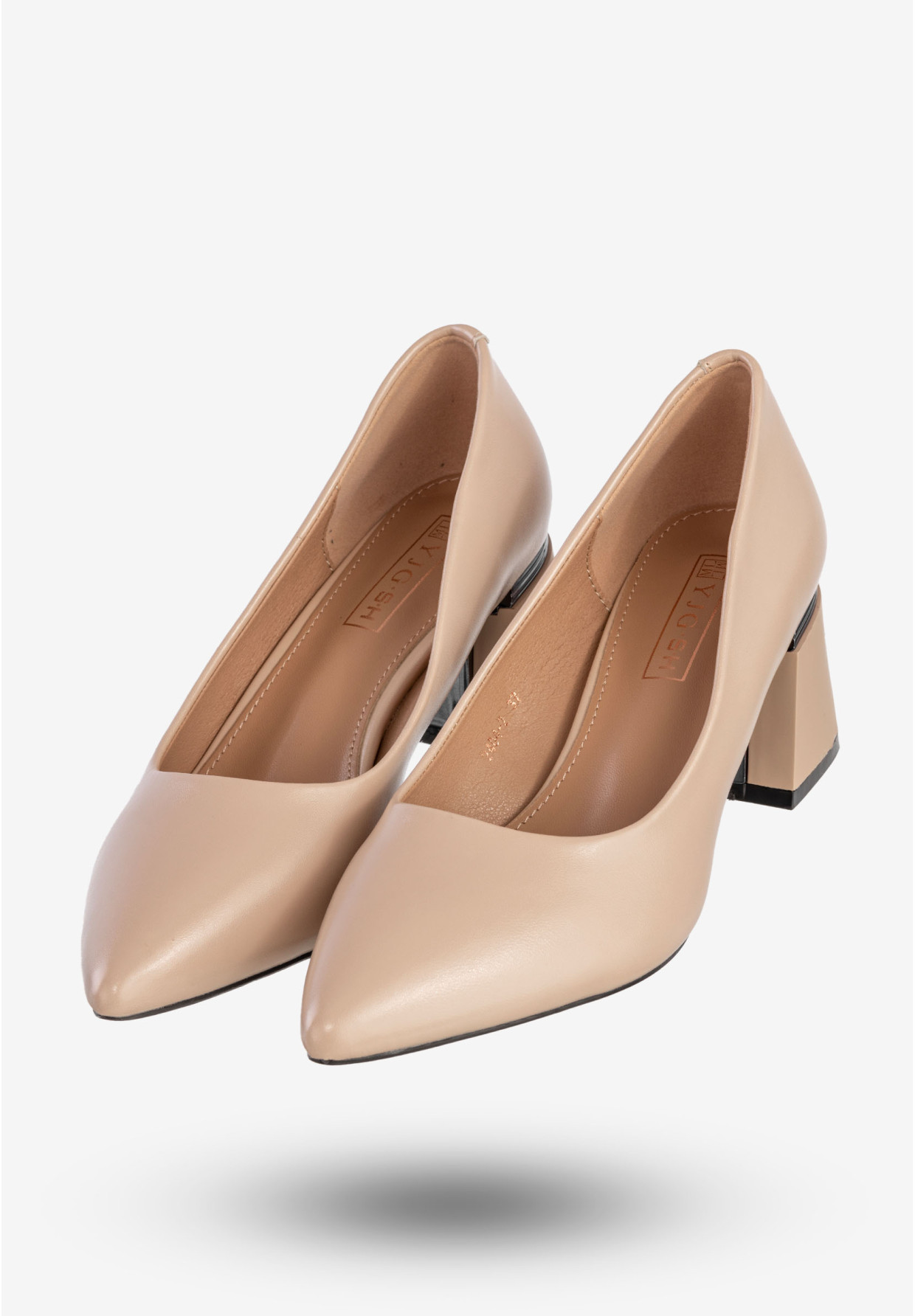Czółenka Damskie Ekoskóra Eleganckie Buty Na Obcasie Beżowe YJG 2404-2