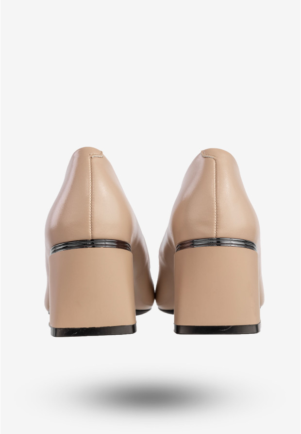 Czółenka Damskie Ekoskóra Eleganckie Buty Na Obcasie Beżowe YJG 2404-2