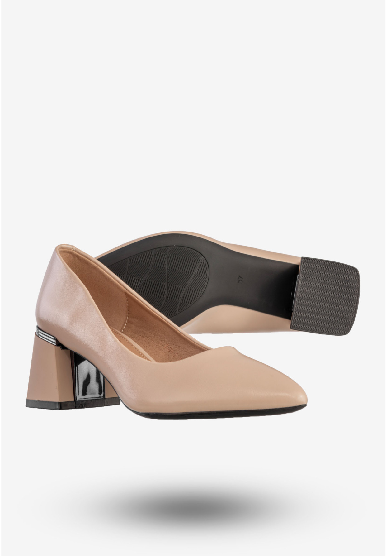 Czółenka Damskie Ekoskóra Eleganckie Buty Na Obcasie Beżowe YJG 2404-2