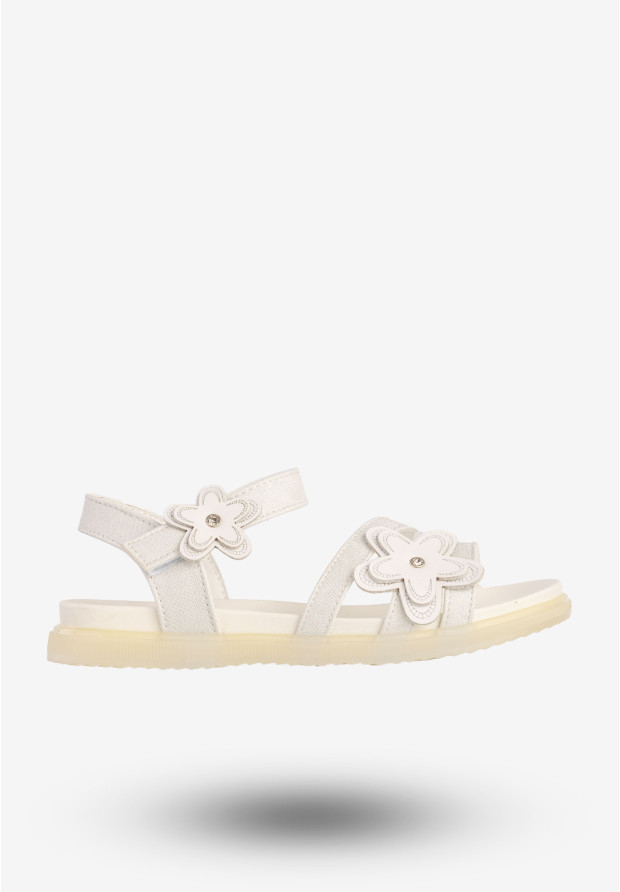 Sandały Dziewczęce Ekoskóra Buty Na Rzepy Eleganckie Białe Apawwa GX473
