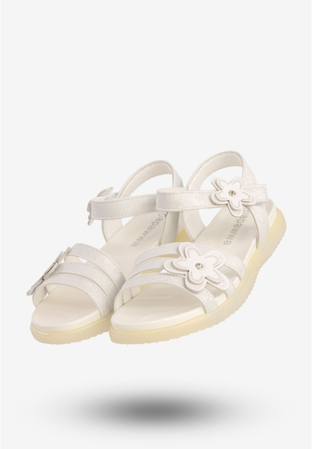 Sandały Dziewczęce Ekoskóra Buty Na Rzepy Eleganckie Białe Apawwa GX473
