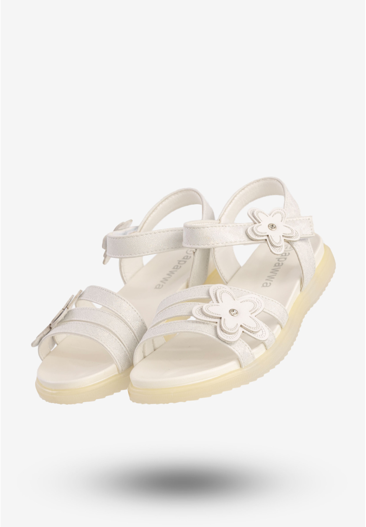 Sandały Dziewczęce Ekoskóra Buty Na Rzepy Eleganckie Białe Apawwa GX473
