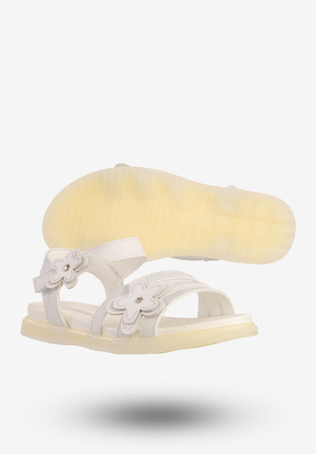 Sandały Dziewczęce Ekoskóra Buty Na Rzepy Eleganckie Białe Apawwa GX473