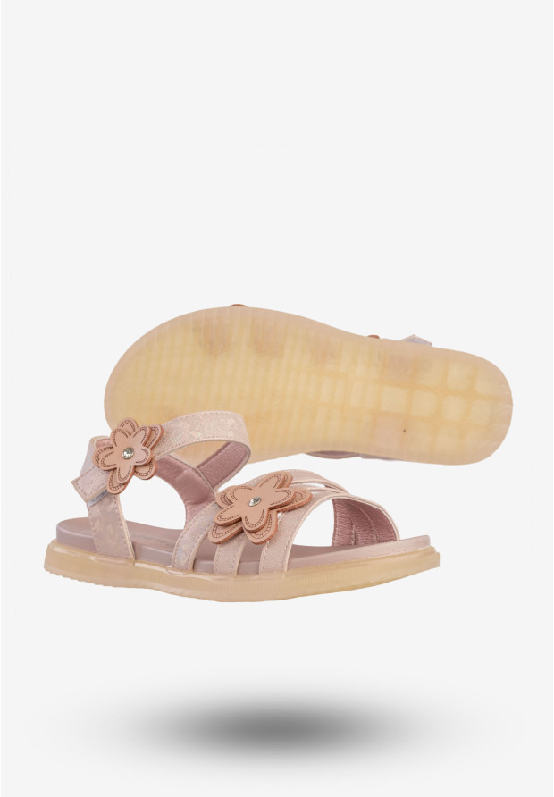 Sandały Dziewczęce Ekoskóra Buty Na Rzepy Eleganckie Różowe Apawwa GX473