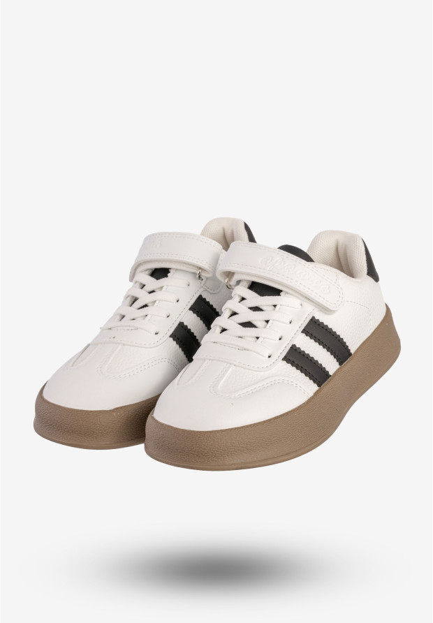 Sneakersy Dziecięce Ekoskóra Buty Sportowe Na Rzepy Białe Apawwa N1315R