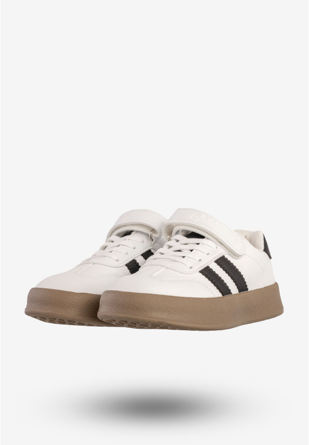 Sneakersy Dziecięce Ekoskóra Buty Sportowe Na Rzepy Białe Apawwa N1315R