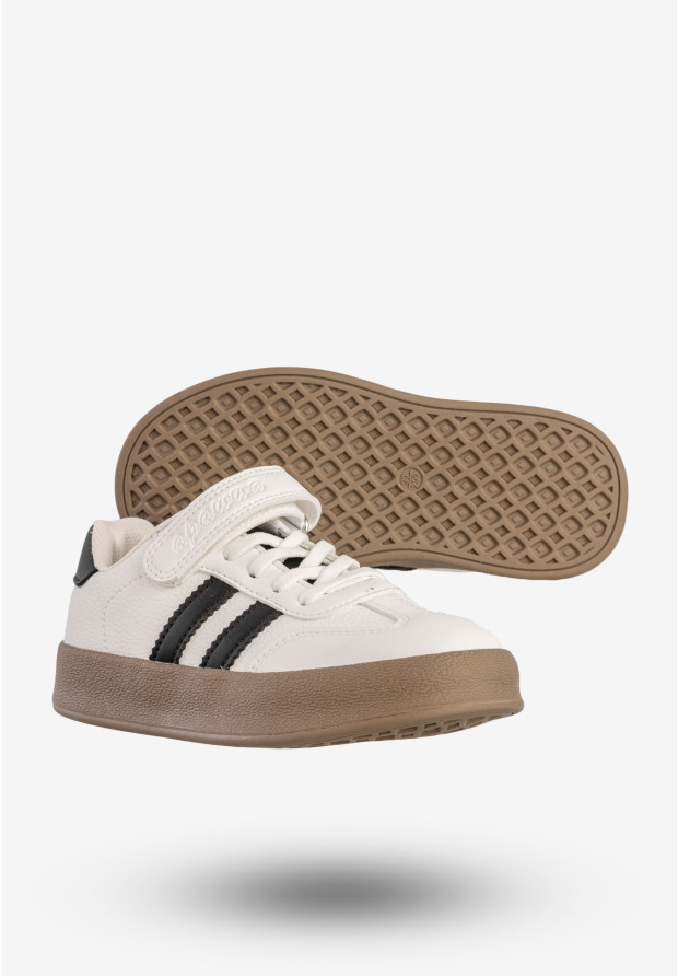 Sneakersy Dziecięce Ekoskóra Buty Sportowe Na Rzepy Białe Apawwa N1315R