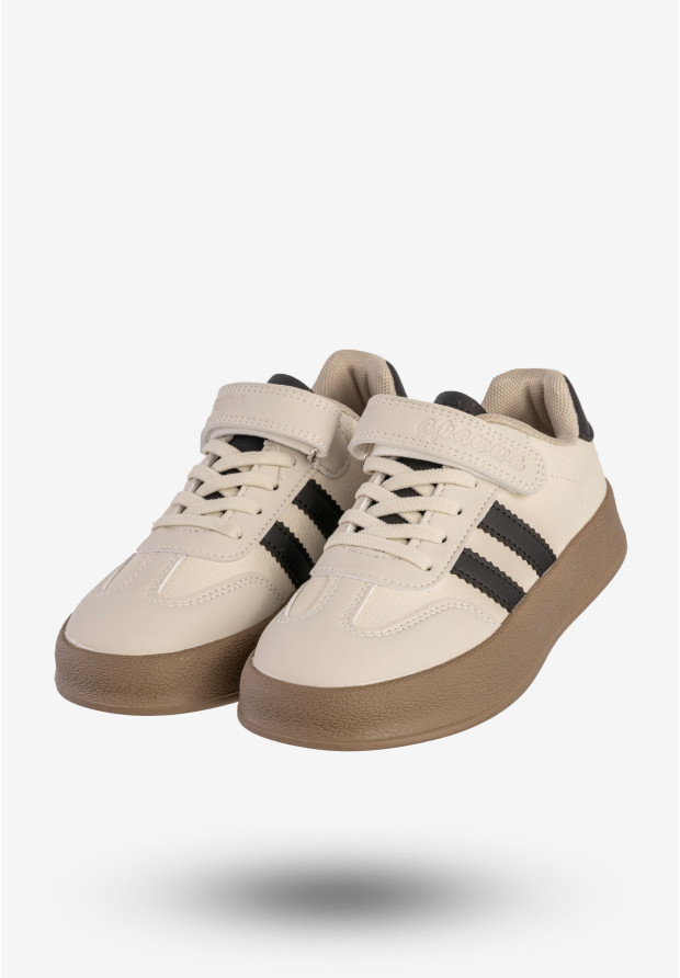 Sneakersy Dziecięce Ekoskóra Buty Sportowe Na Rzepy Beżowe Apawwa N1315R