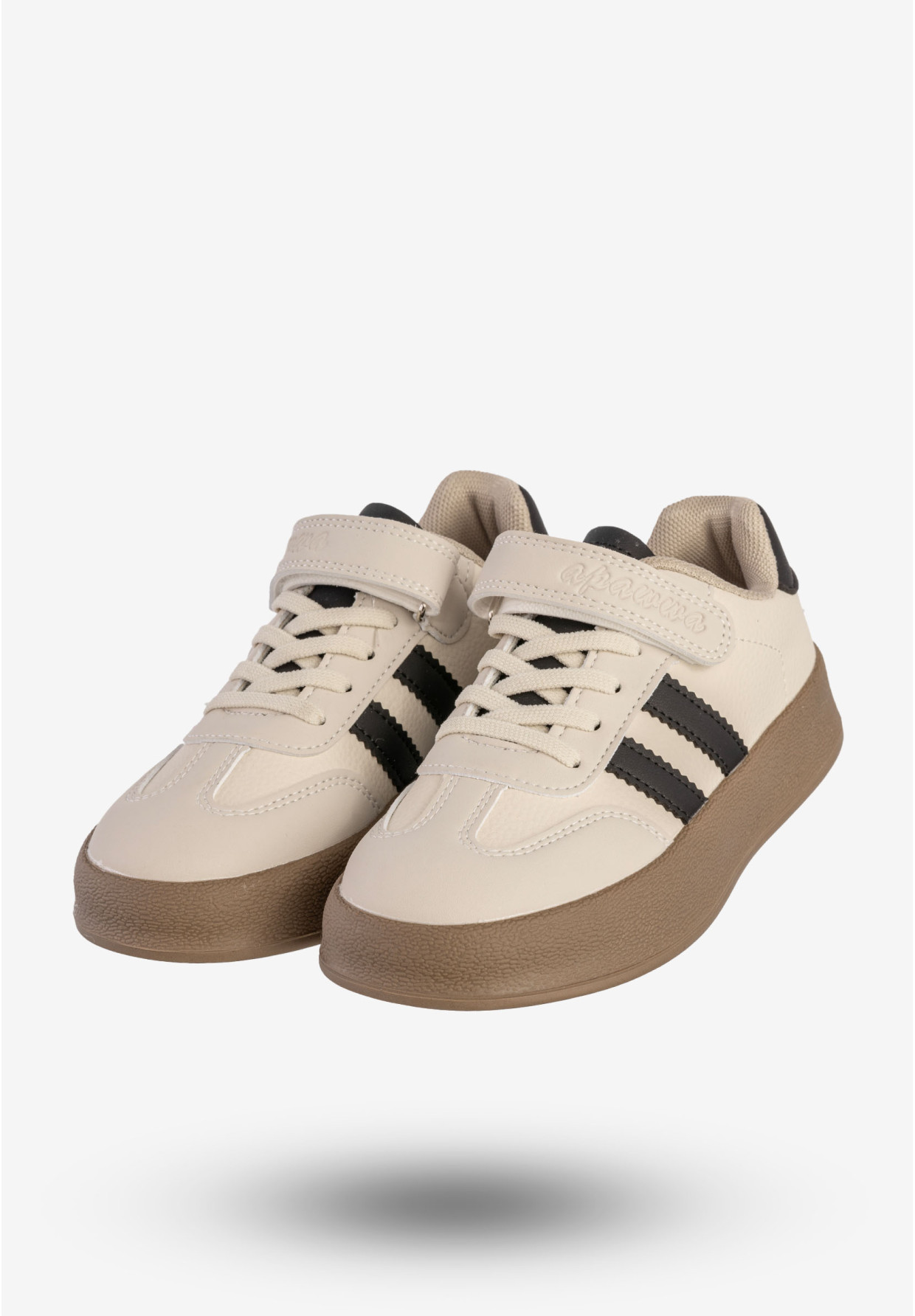 Sneakersy Dziecięce Ekoskóra Buty Sportowe Na Rzepy Beżowe Apawwa N1315R