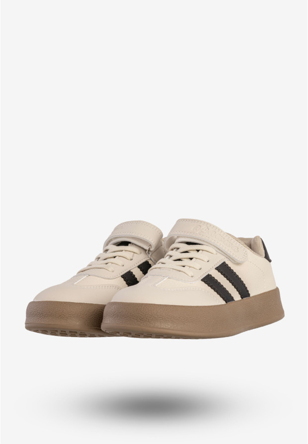 Sneakersy Dziecięce Ekoskóra Buty Sportowe Na Rzepy Beżowe Apawwa N1315R