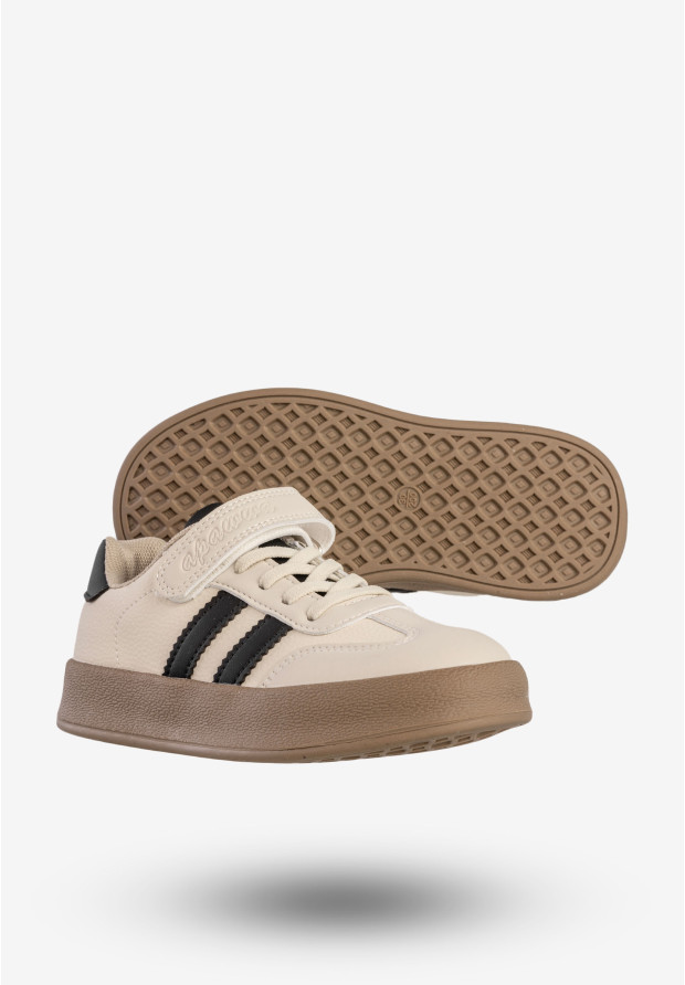 Sneakersy Dziecięce Ekoskóra Buty Sportowe Na Rzepy Beżowe Apawwa N1315R