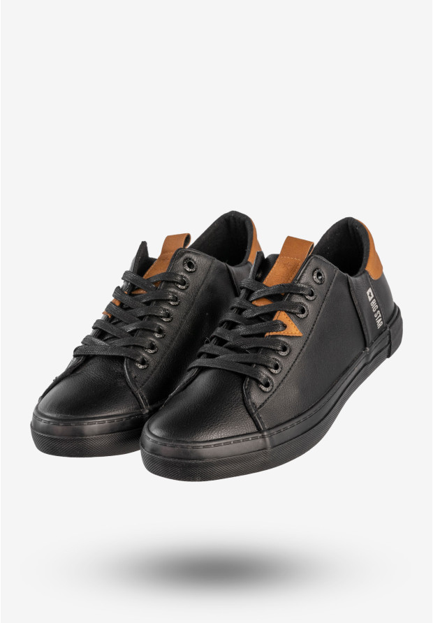 Trampki Męskie BIG STAR Buty Sportowe Tenisówki Ekoskóra Czarne GG174026