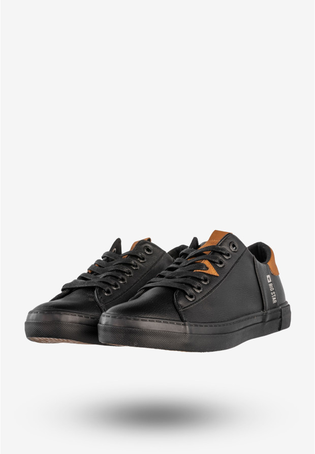 Trampki Męskie BIG STAR Buty Sportowe Tenisówki Ekoskóra Czarne GG174026