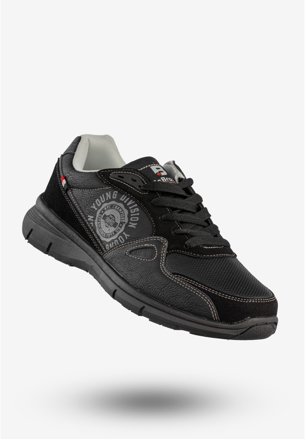Sneakersy Męskie McBraun Ekoskóra Buty Sportowe Czarne 24MN03-6754