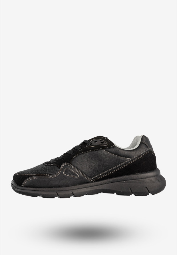 Sneakersy Męskie McBraun Ekoskóra Buty Sportowe Czarne 24MN03-6754
