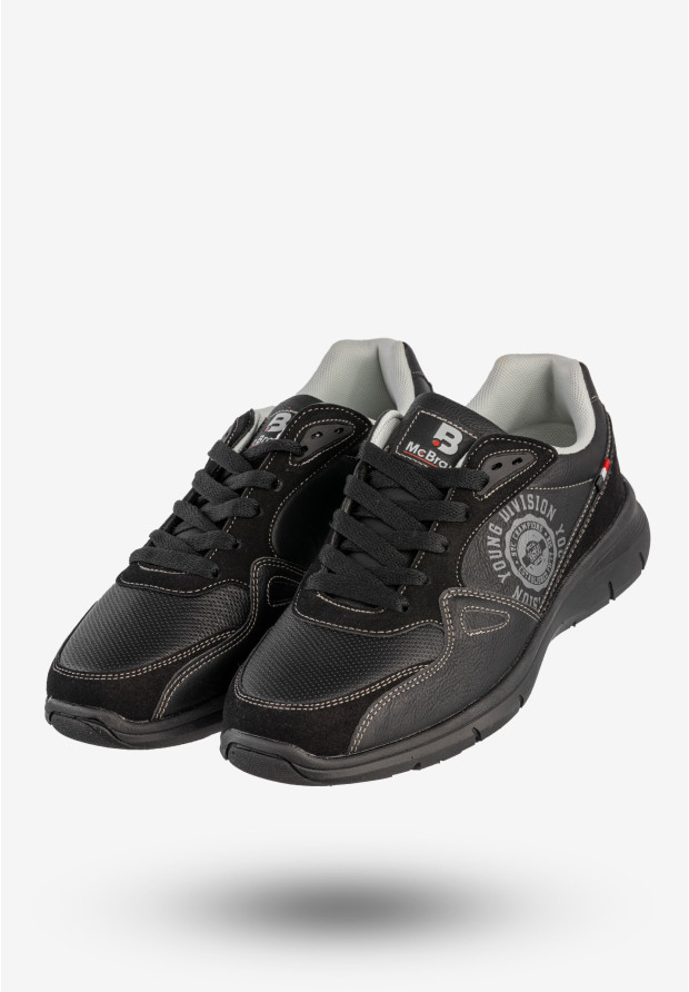 Sneakersy Męskie McBraun Ekoskóra Buty Sportowe Czarne 24MN03-6754