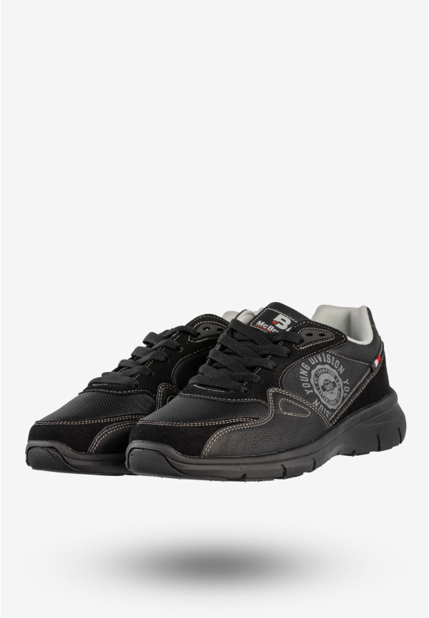 Sneakersy Męskie McBraun Ekoskóra Buty Sportowe Czarne 24MN03-6754