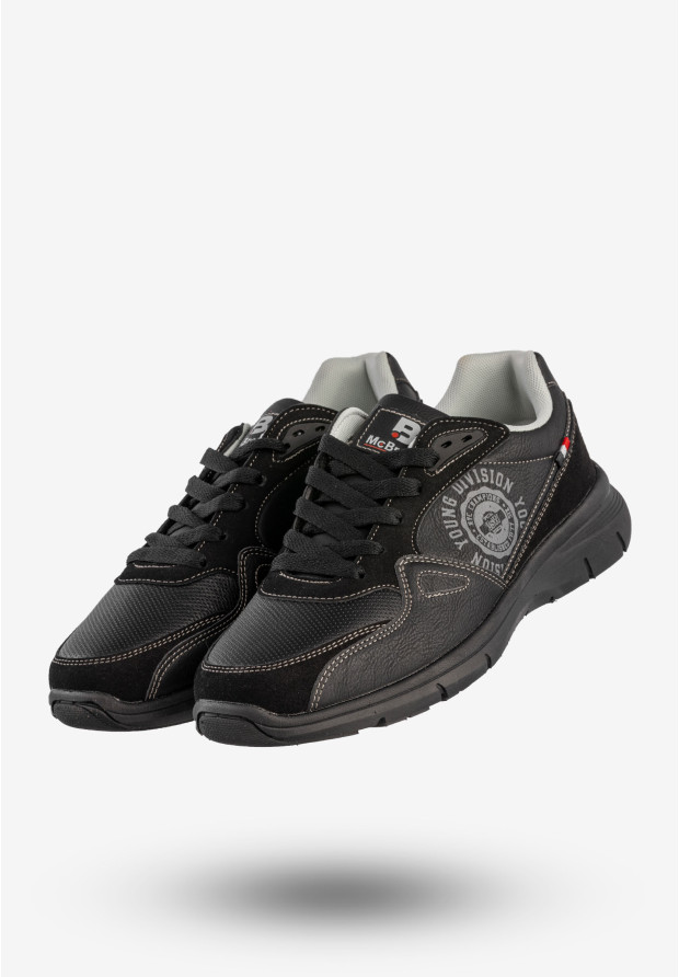 Sneakersy Męskie McBraun Ekoskóra Buty Sportowe Czarne 24MN03-6754