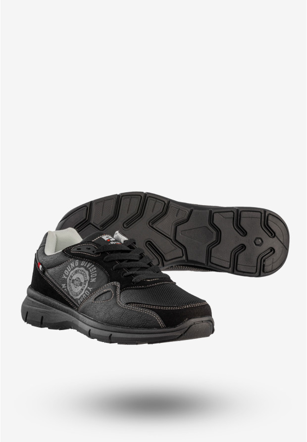 Sneakersy Męskie McBraun Ekoskóra Buty Sportowe Czarne 24MN03-6754