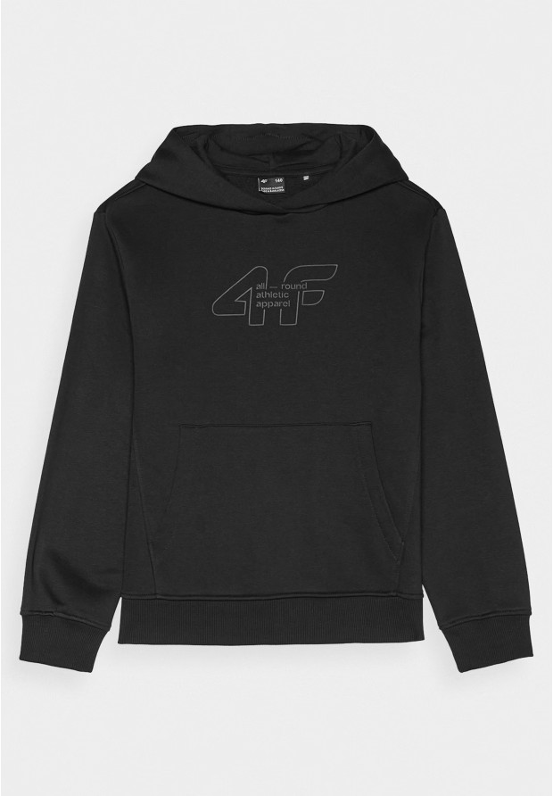 Bluza Chłopięca 4F Z Kapturem Logo Czarna 4FJRAW24TSWSM1828