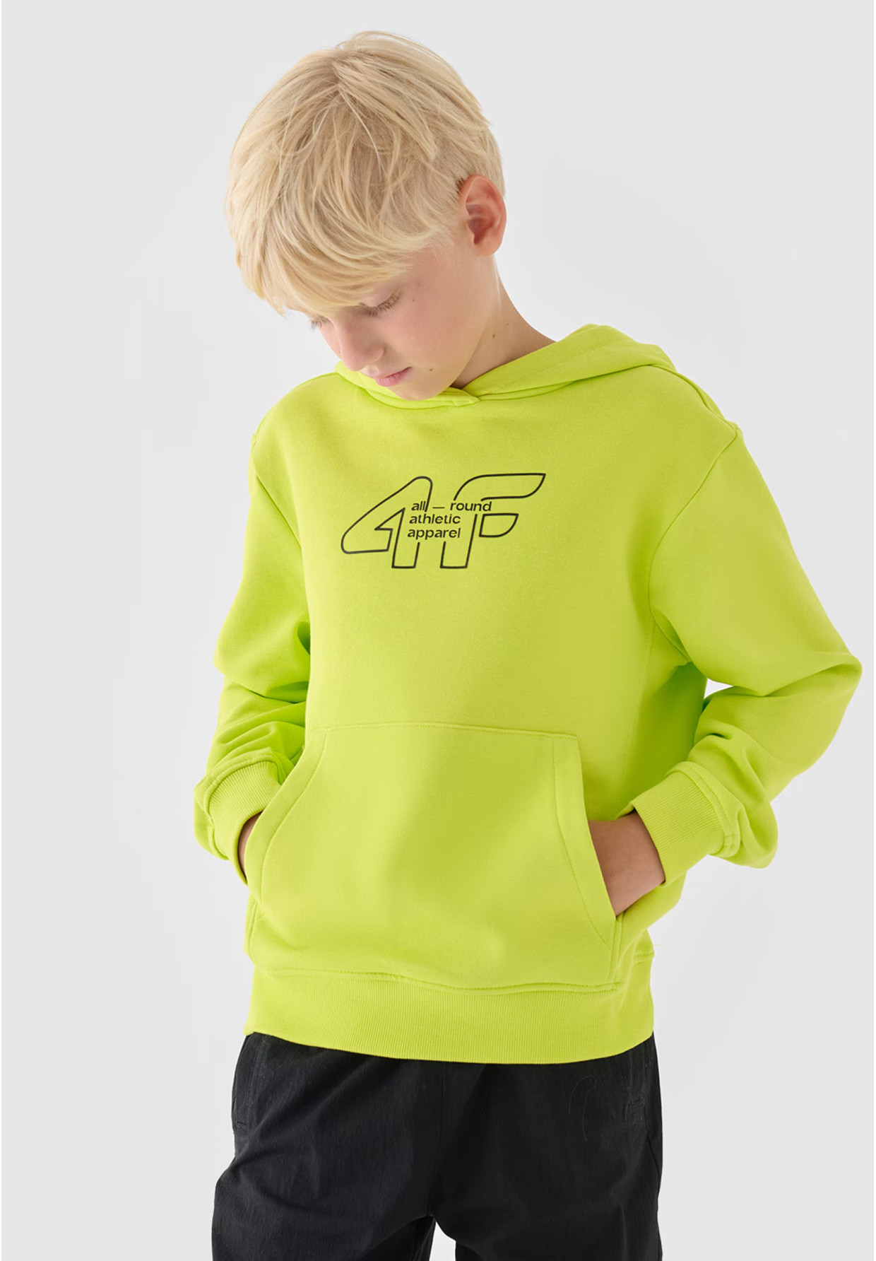 Bluza Chłopięca 4F Z Kapturem Logo Zielona 4FJRAW24TSWSM1828