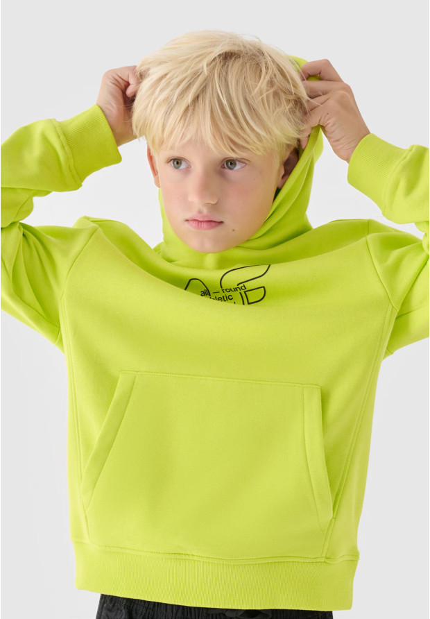 Bluza Chłopięca 4F Z Kapturem Logo Zielona 4FJRAW24TSWSM1828