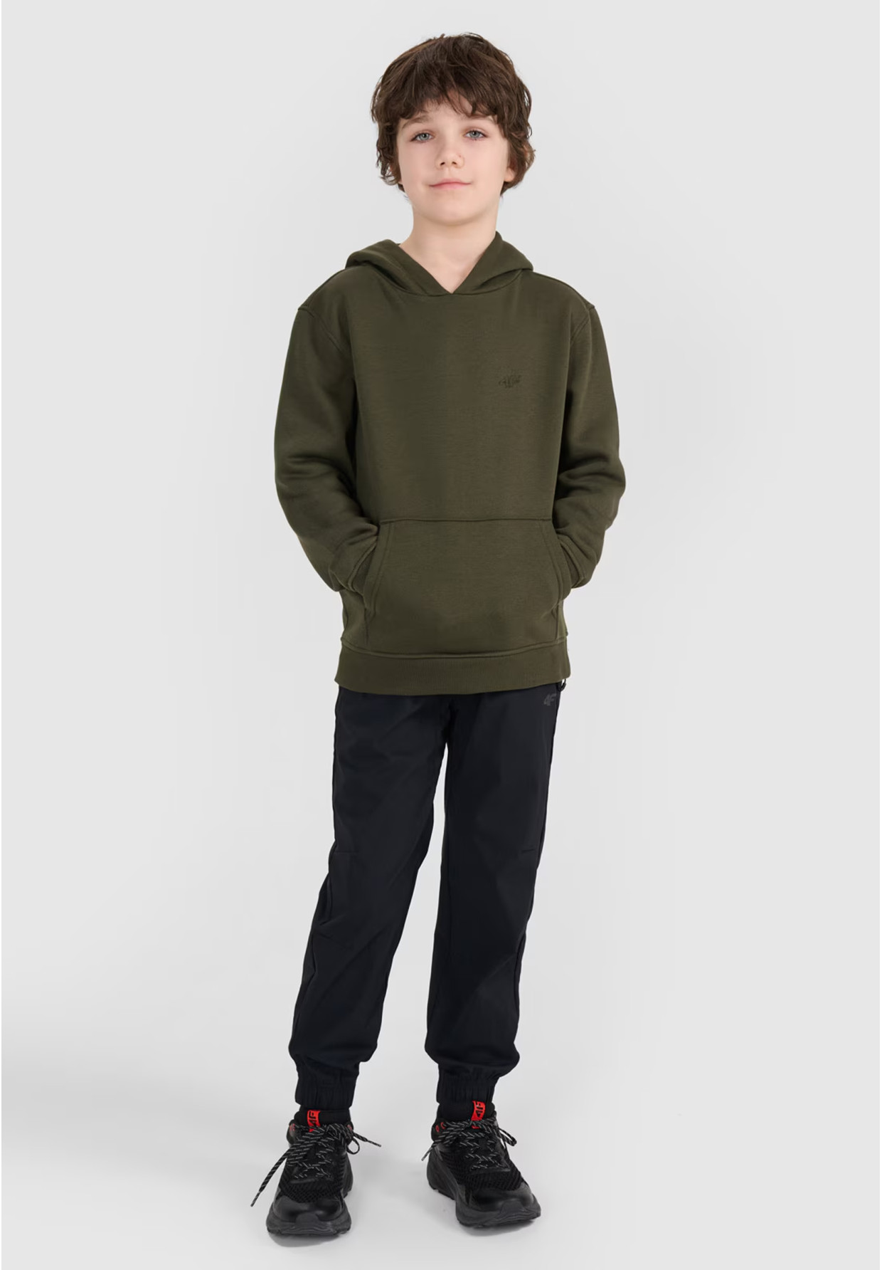 Bluza Chłopięca 4F Z Kapturem Logo Khaki 4FJRAW24TSWSM1833