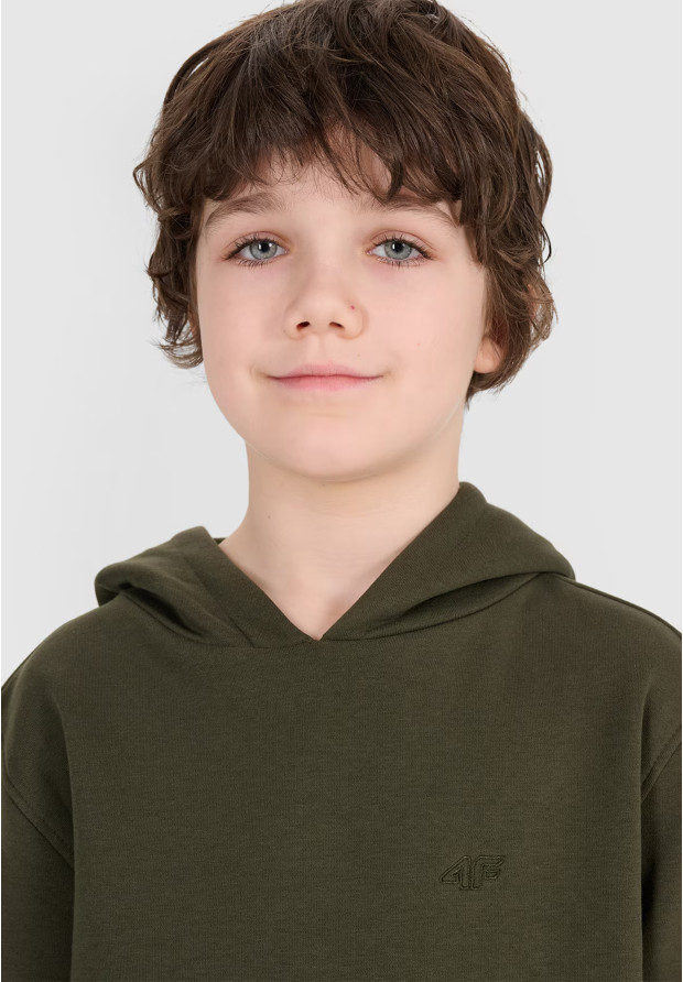 Bluza Chłopięca 4F Z Kapturem Logo Khaki 4FJRAW24TSWSM1833