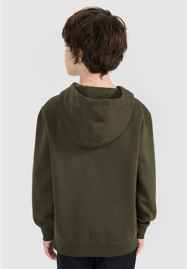 Bluza Chłopięca 4F Z Kapturem Logo Khaki 4FJRAW24TSWSM1833