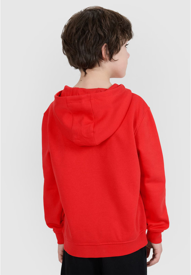 Bluza Chłopięca 4F Z Kapturem Logo Pomarańczowa 4FJRAW24TSWSM1833